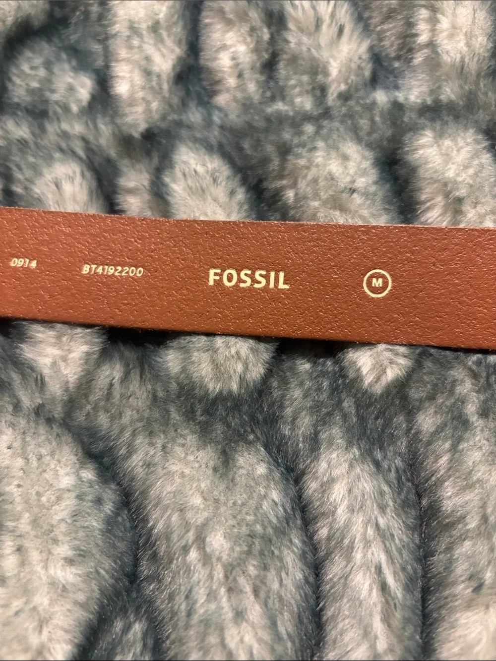 Fossil Brown Genuine Leather Braided Belt Brass Oval Buckle Boho Western Size M